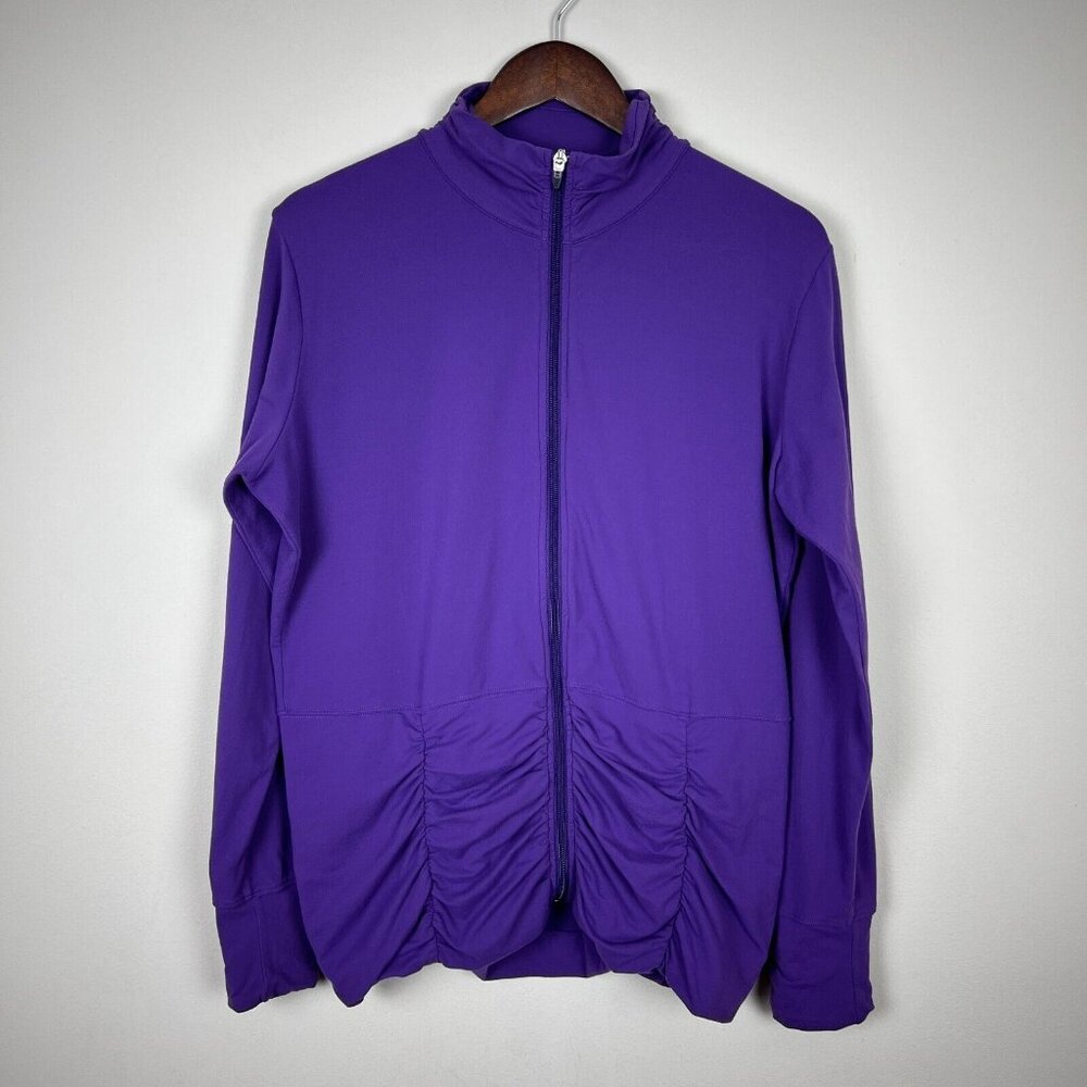 Lucy Activewear Jacket Womens XL Purple‎ Full Zip Ruched Long Sleeve Athleisure